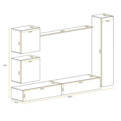 Garnero Arredamenti Parete attrezzata sospesa 280x180h cm bianco opaco e lucido Geo 07 Bianco Lucido Best