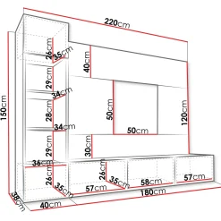 Garnero Arredamenti Parete attrezzata sospesa 220x150h cm con colonna nero cannettato effetto marmo Ilaria Nero Opaco Sale