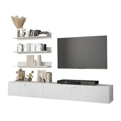 Garnero Arredamenti Parete attrezzata sospesa 250x150h cm bianco Kiruna 2 Bianco Opaco Outlet