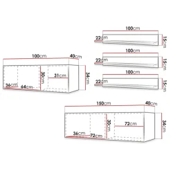Garnero Arredamenti Parete attrezzata sospesa 250x150h cm bianco Kiruna 2 Bianco Opaco Outlet