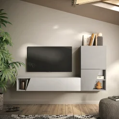 Garnero Arredamenti Parete attrezzata sospesa 193x150h cm moderna grigio chiaro e scuro Sunset 94 Sale