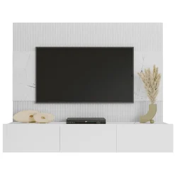 Garnero Arredamenti Parete attrezzata sospesa 180x150h cm 3 ante bianco cannettato effetto marmo Ilaria Bianco Opaco Sale