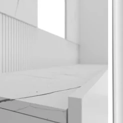 Garnero Arredamenti Parete attrezzata sospesa 180x150h cm 3 ante bianco cannettato effetto marmo Ilaria Bianco Opaco Sale
