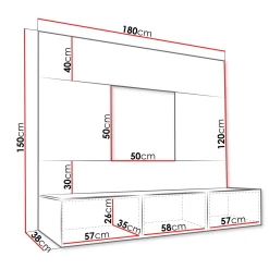 Garnero Arredamenti Parete attrezzata sospesa 180x150h cm 3 ante bianco cannettato effetto marmo Ilaria Bianco Opaco Sale