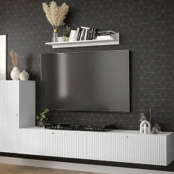 Garnero Arredamenti Parete attrezzata sospesa 134x175h cm moderna bianco Kiruna Bianco Opaco