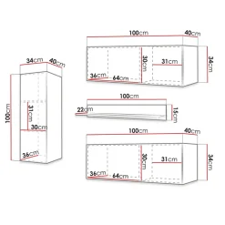 Garnero Arredamenti Parete attrezzata sospesa 134x175h cm moderna bianco Kiruna Bianco Opaco