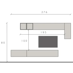 Garnero Arredamenti Parete attrezzata sospesa 276x180h cm bianco lucido rovere scuro Sunset 41 Noce - Bianco Lucido Discount