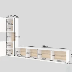 Garnero Arredamenti Parete attrezzata sospesa 226x140h cm bianco rovere Fusion 1 Bianco Opaco