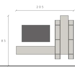 Garnero Arredamenti Parete attrezzata sospesa 205x185h cm moderna beige rovere scuro Sunset 96 Outlet