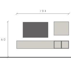 Garnero Arredamenti Parete attrezzata sospesa 194x160h cm moderna beige rovere chiaro Sunset 67 Outlet