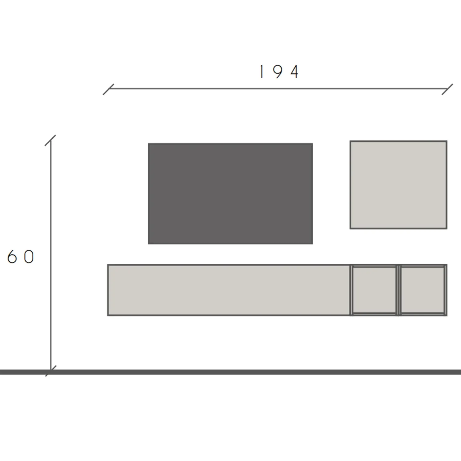 Garnero Arredamenti Parete attrezzata sospesa 194x160h cm moderna beige rovere chiaro Sunset 67 Outlet