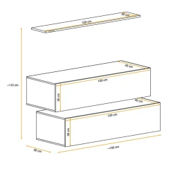 Garnero Arredamenti Parete attrezzata sospesa 130x110h cm bianco opaco lucido Geo 19 Bianco Opaco - Bianco Lucido Hot