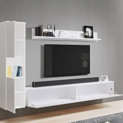 Garnero Arredamenti Parete attrezzata sospesa 210x130h cm bianco lucido Lamia Online