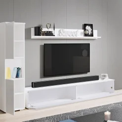 Garnero Arredamenti Parete attrezzata sospesa 210x130h cm bianco lucido Lamia Online