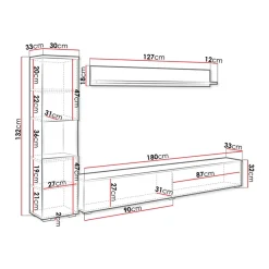 Garnero Arredamenti Parete attrezzata sospesa 210x130h cm bianco lucido Lamia Online