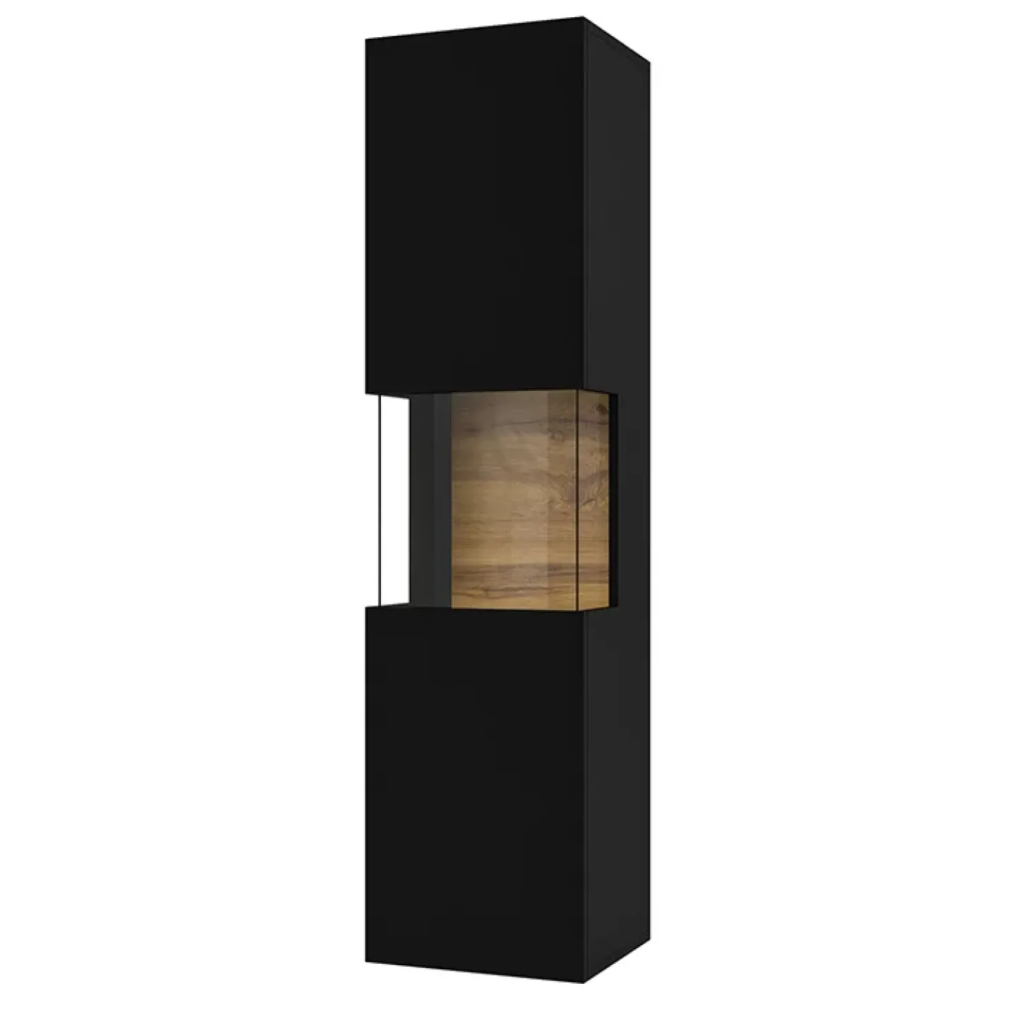 Garnero Arredamenti Parete attrezzata sospesa 226x140h cm nero rovere Fusion 2 Nero Opaco New