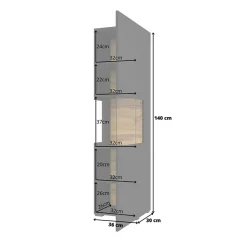 Garnero Arredamenti Parete attrezzata sospesa 226x140h cm nero rovere Fusion 2 Nero Opaco New