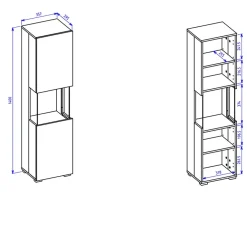 Garnero Arredamenti Parete attrezzata sospesa 226x140h cm nero rovere Fusion 2 Nero Opaco New