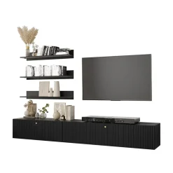 Garnero Arredamenti Parete attrezzata sospesa 250x150h cm nero Kiruna 2 Nero Opaco Clearance