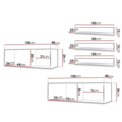 Garnero Arredamenti Parete attrezzata sospesa 250x150h cm nero Kiruna 2 Nero Opaco Clearance