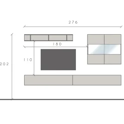 Garnero Arredamenti Parete attrezzata sospesa 276x202h cm moderna beige rovere chiaro Sunset 70 Outlet