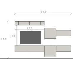 Garnero Arredamenti Parete attrezzata sospesa 262x185h cm bianco lucido rovere scuro Sunset 22 Noce - Bianco Lucido Clearance