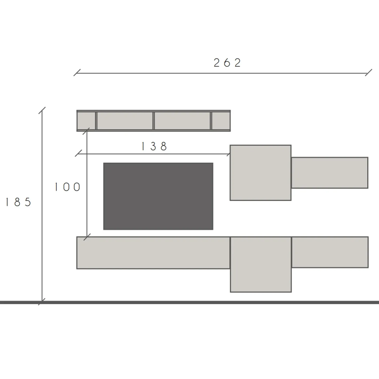 Garnero Arredamenti Parete attrezzata sospesa 262x185h cm bianco lucido rovere scuro Sunset 22 Noce - Bianco Lucido Clearance
