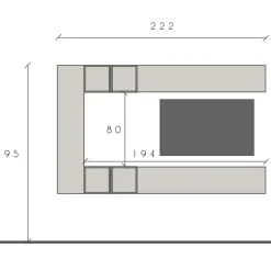 Garnero Arredamenti Parete attrezzata sospesa 223x195h cm moderna beige rovere scuro Sunset 83 New