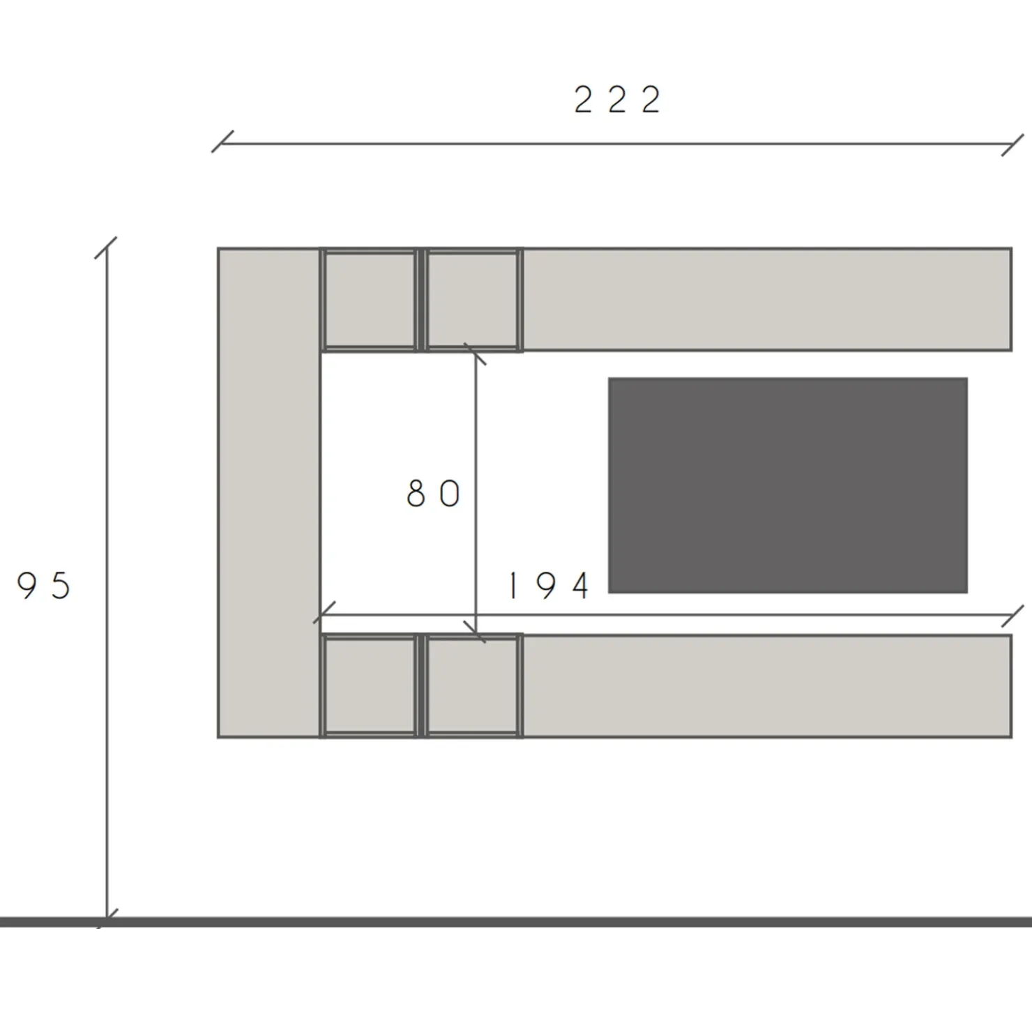 Garnero Arredamenti Parete attrezzata sospesa 223x195h cm moderna beige rovere scuro Sunset 83 New