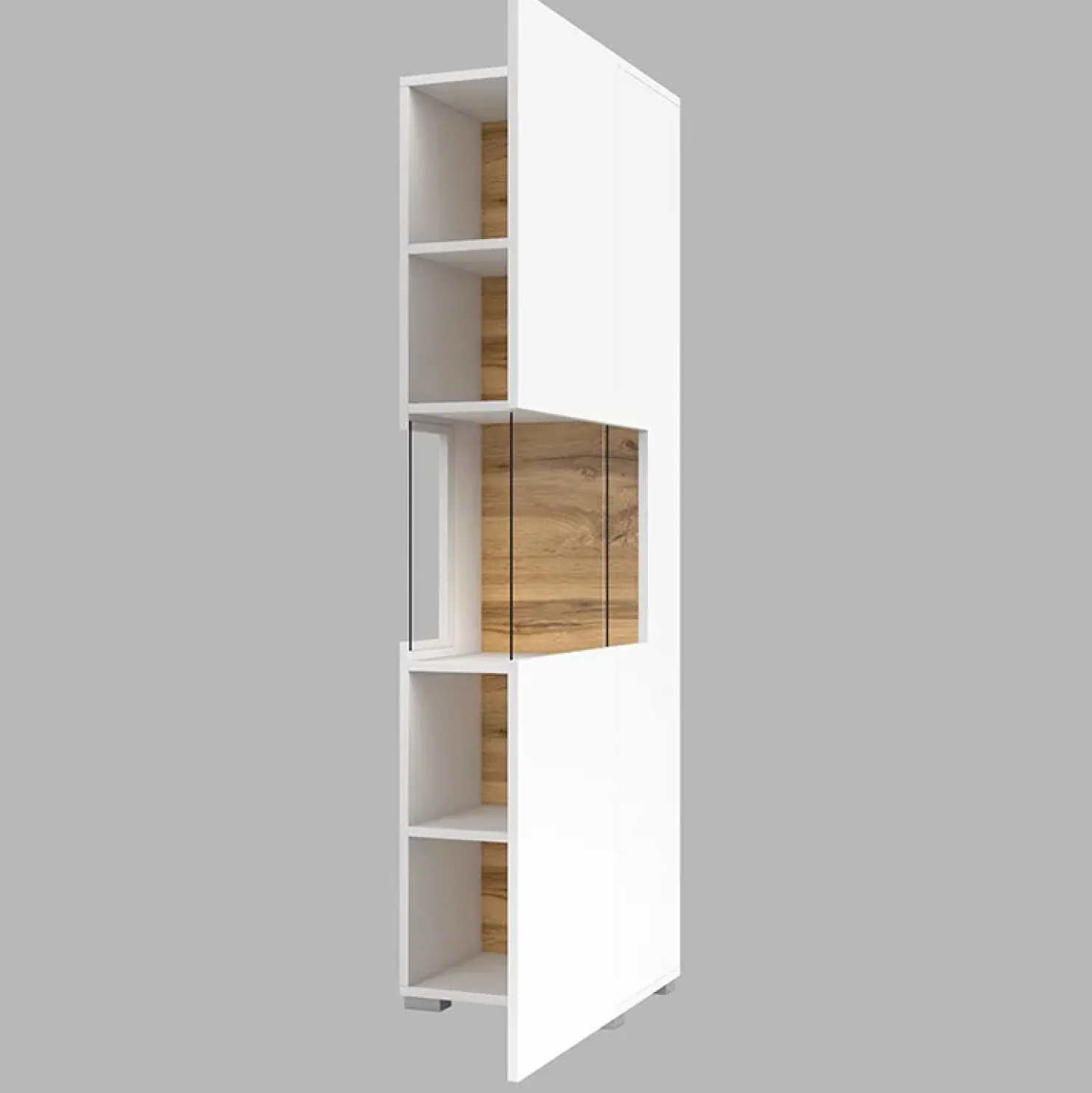 Garnero Arredamenti Parete attrezzata sospesa 226x140h cm bianco rovere Fusion 2 Bianco Opaco