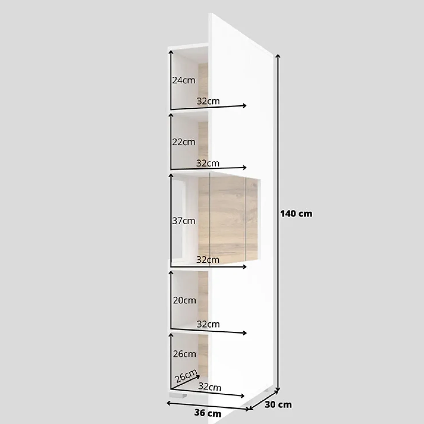 Garnero Arredamenti Parete attrezzata sospesa 226x140h cm bianco rovere Fusion 2 Bianco Opaco