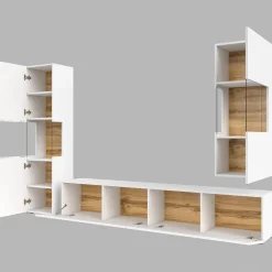 Garnero Arredamenti Parete attrezzata sospesa 226x140h cm bianco rovere Fusion 2 Bianco Opaco