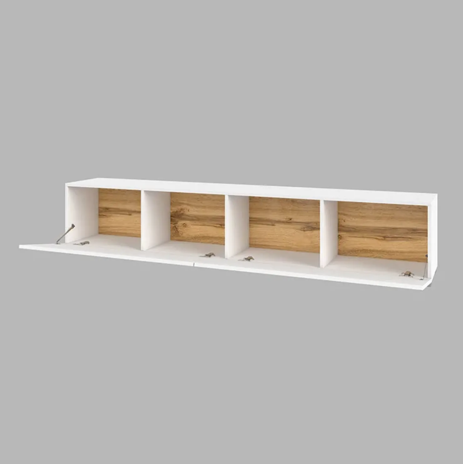 Garnero Arredamenti Parete attrezzata sospesa 226x140h cm bianco rovere Fusion 2 Bianco Opaco