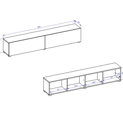 Garnero Arredamenti Parete attrezzata sospesa 226x140h cm bianco rovere Fusion 2 Bianco Opaco