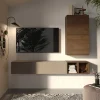 Garnero Arredamenti Parete attrezzata sospesa 194x160h cm salvaspazio rovere scuro tortora Sunset 47 New