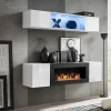 Garnero Arredamenti Parete attrezzata sospesa 160x150h cm soggiorno con biocamino bianco N Gihome®