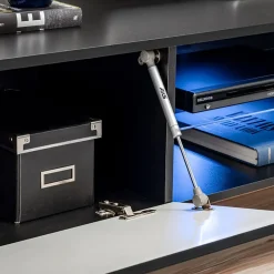 Garnero Arredamenti Parete attrezzata sospesa 250x170h cm con camino bioetanolo nero grigio Giotto New