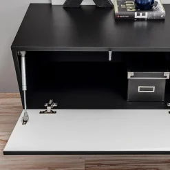 Garnero Arredamenti Parete attrezzata sospesa 250x170h cm con camino bioetanolo nero grigio Giotto New