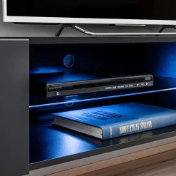 Garnero Arredamenti Parete attrezzata sospesa 250x170h cm con camino bioetanolo nero grigio Giotto New