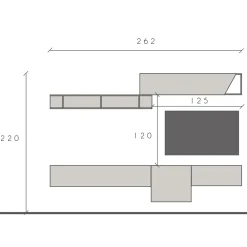 Garnero Arredamenti Parete attrezzata sospesa 262x220h cm moderna beige antracite Sunset 72 Best
