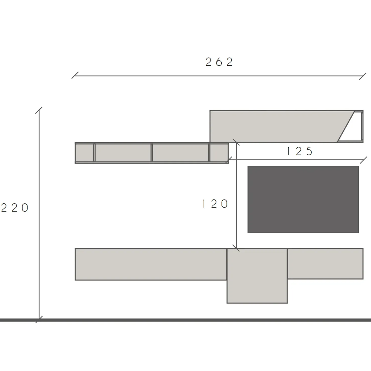Garnero Arredamenti Parete attrezzata sospesa 262x220h cm moderna beige antracite Sunset 72 Best