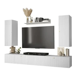 Garnero Arredamenti Parete attrezzata sospesa 250x165h cm bianco Kiruna 3 Bianco Opaco