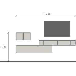 Garnero Arredamenti Parete attrezzata sospesa 190x120h cm moderna beige rovere scuro ossido Sunset 87 Hot