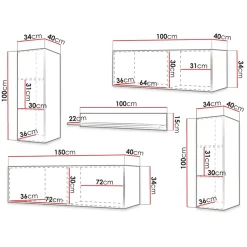 Garnero Arredamenti Parete attrezzata sospesa 250x165h cm nero Kiruna 3 Nero Opaco Hot