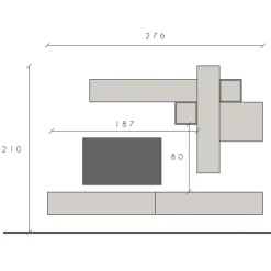 Garnero Arredamenti Parete attrezzata sospesa 276x210h cm moderna grigio antracite Sunset 84 Best