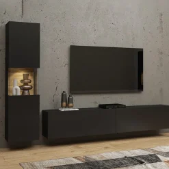 Garnero Arredamenti Parete attrezzata sospesa 226x140h cm nero rovere Fusion 1 Nero Opaco Clearance