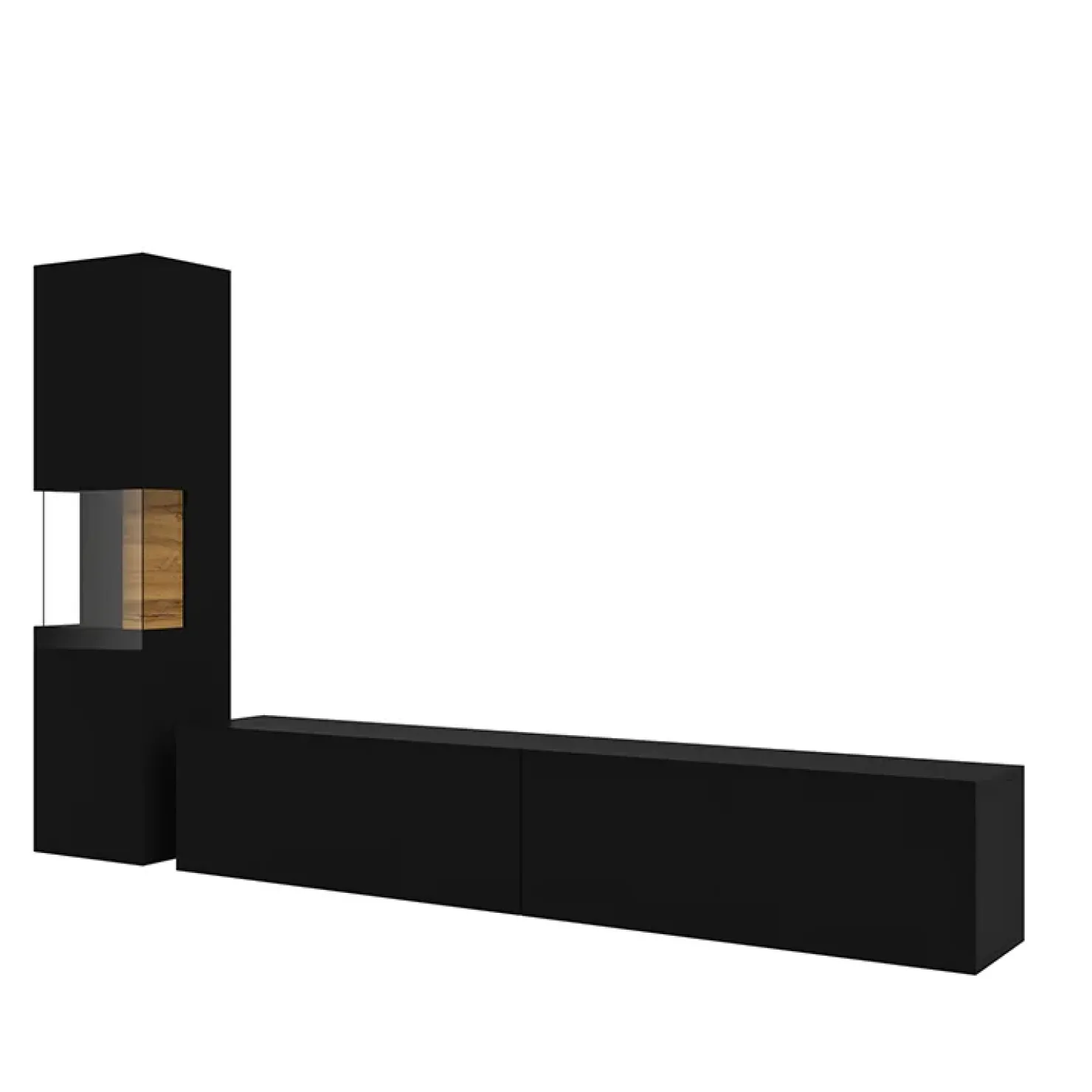 Garnero Arredamenti Parete attrezzata sospesa 226x140h cm nero rovere Fusion 1 Nero Opaco Clearance