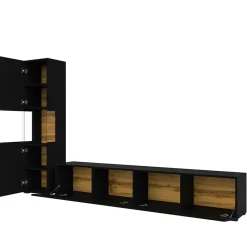 Garnero Arredamenti Parete attrezzata sospesa 226x140h cm nero rovere Fusion 1 Nero Opaco Clearance