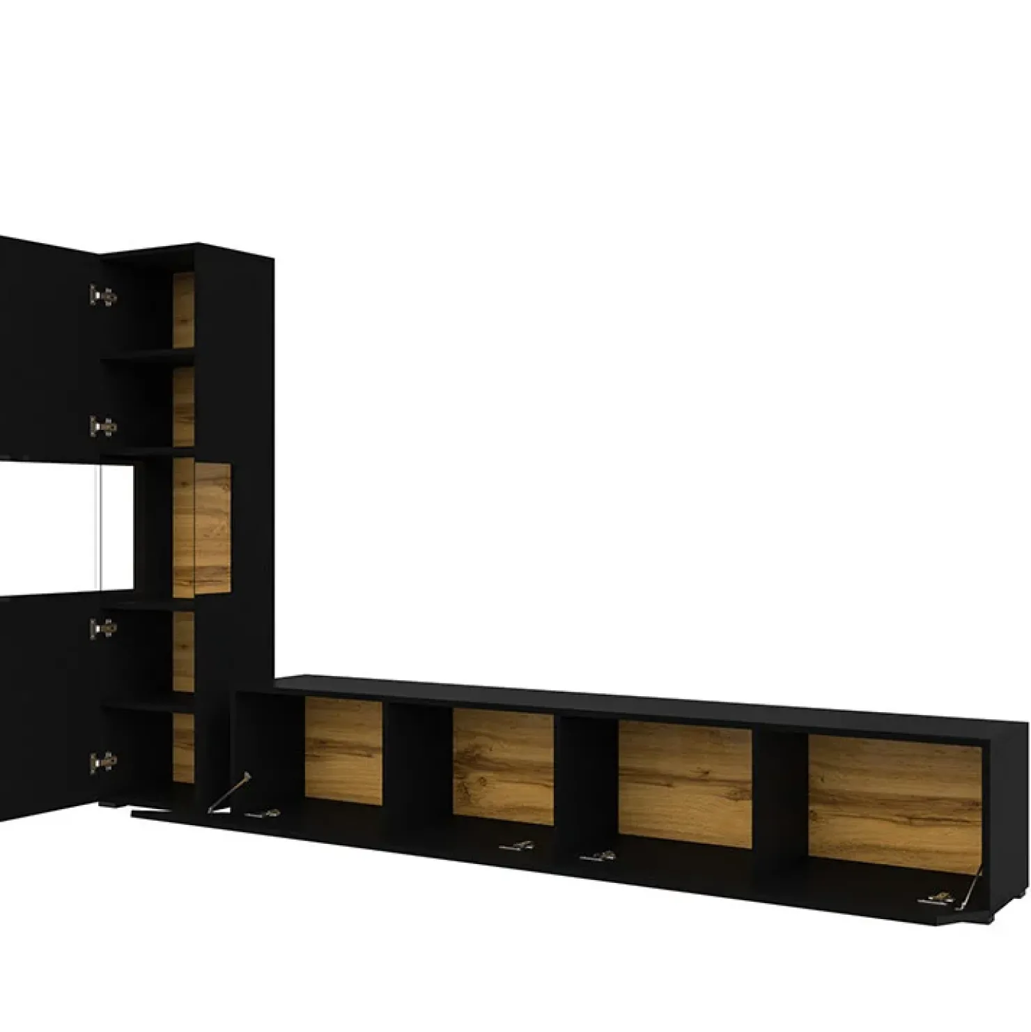 Garnero Arredamenti Parete attrezzata sospesa 226x140h cm nero rovere Fusion 1 Nero Opaco Clearance