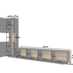 Garnero Arredamenti Parete attrezzata sospesa 226x140h cm nero rovere Fusion 1 Nero Opaco Clearance